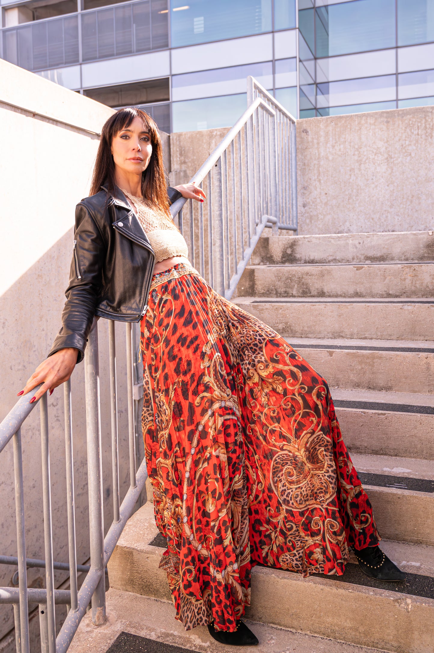 Vintage Scarlet Halter Top with Golden Elegance