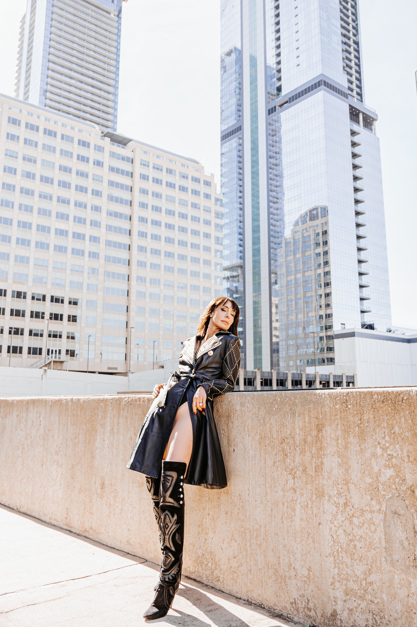 Versace for H&M Studded Leather Trench Coat – Size 34