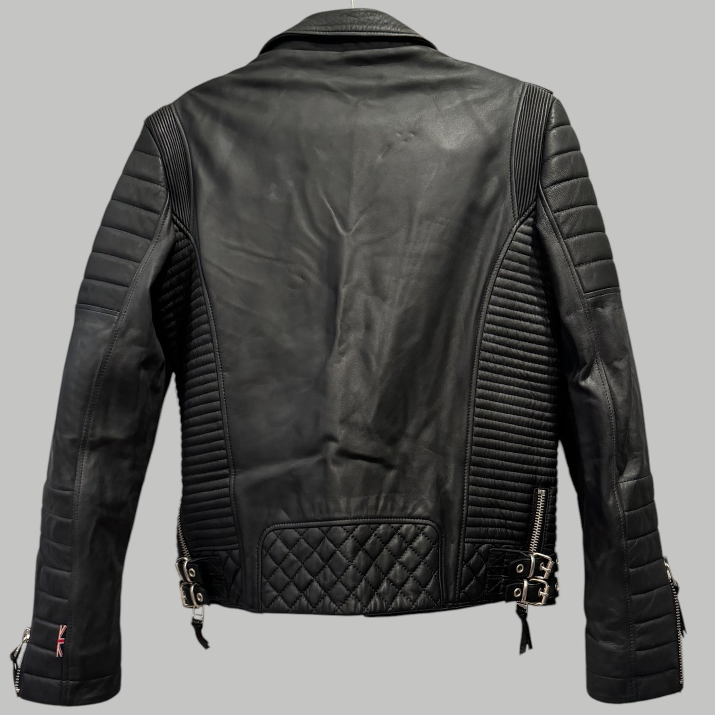 Custom-Made Boda Skins Black Leather Biker Jacket – Size M