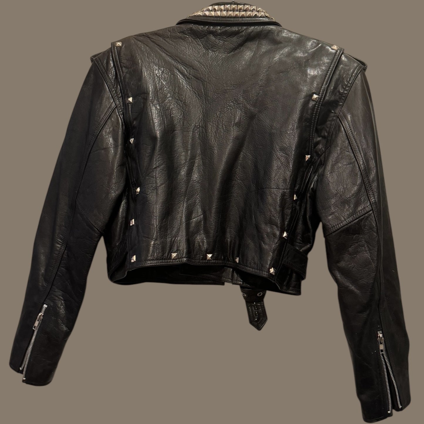Vintage Studded Rockstar Leather Jacket – Size 40