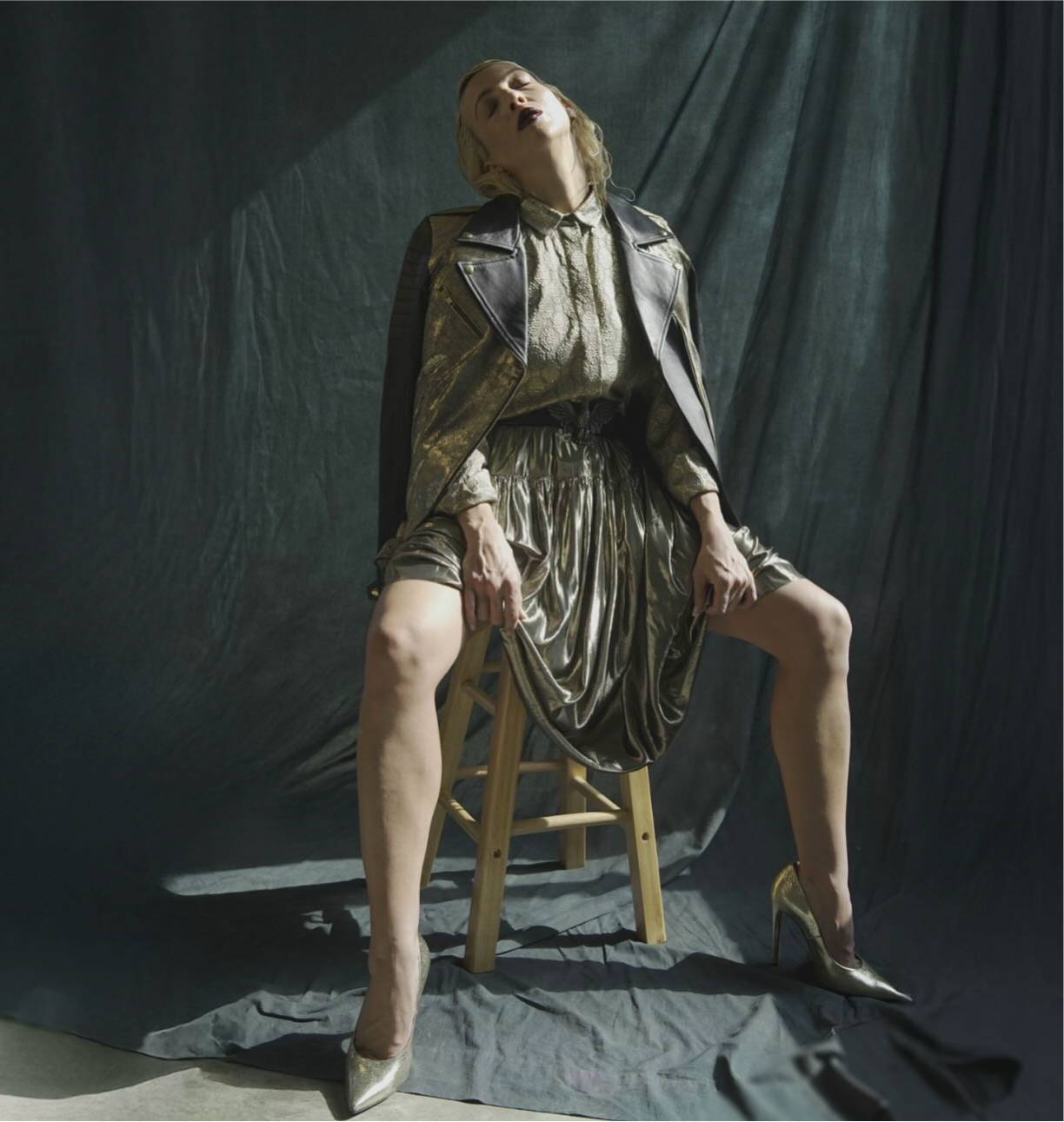 Rocky Rafaela Leather Jacket with Metallic Gold Detail - Size 40 - Excellent Condition