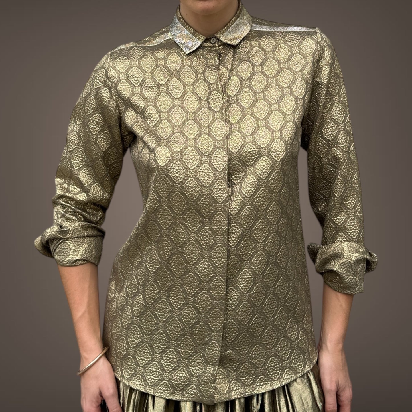 Stella McCartney Gold Brocade Button-Up Shirt