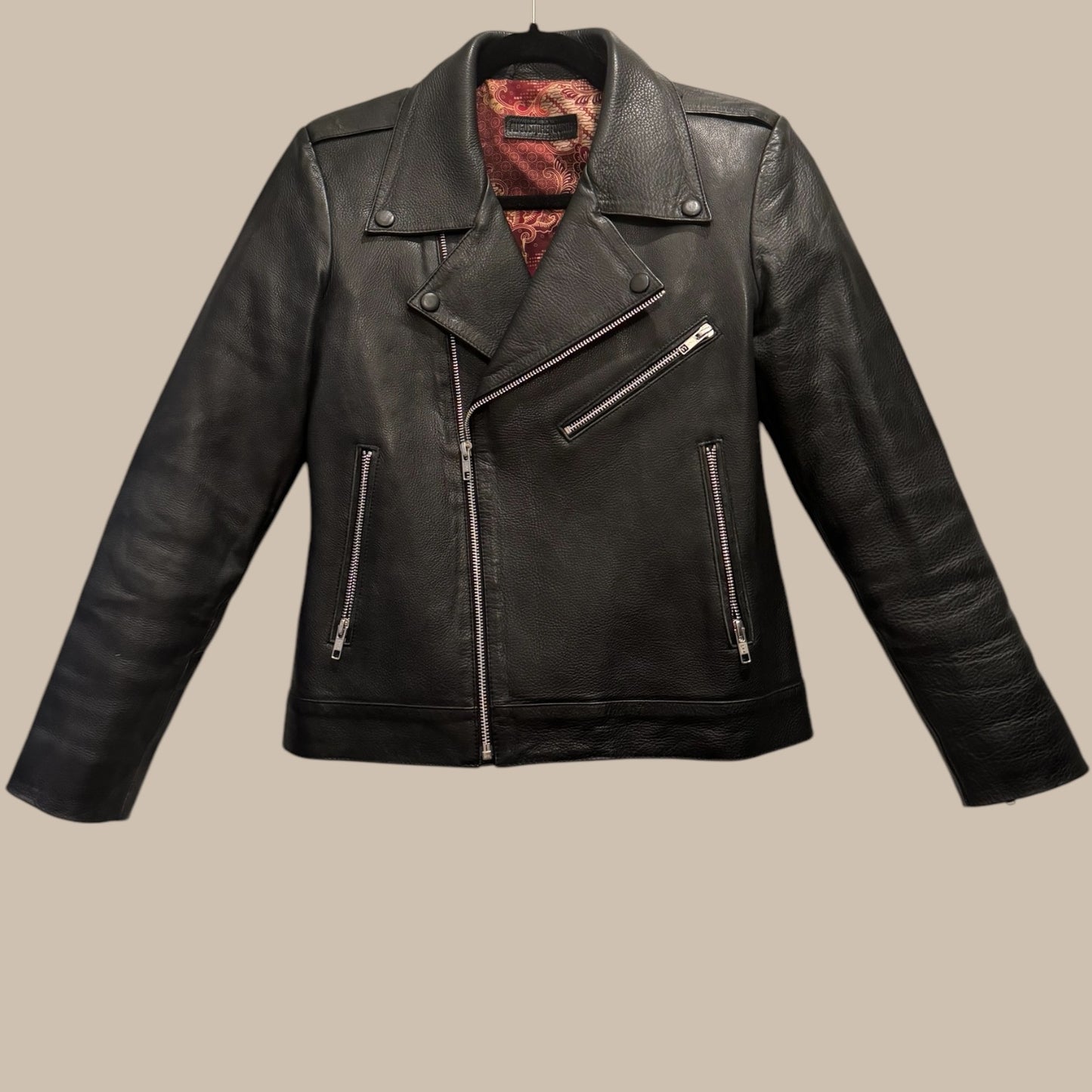August the Fourth Black Leather Biker Jacket – Size 8, Hardly Worn