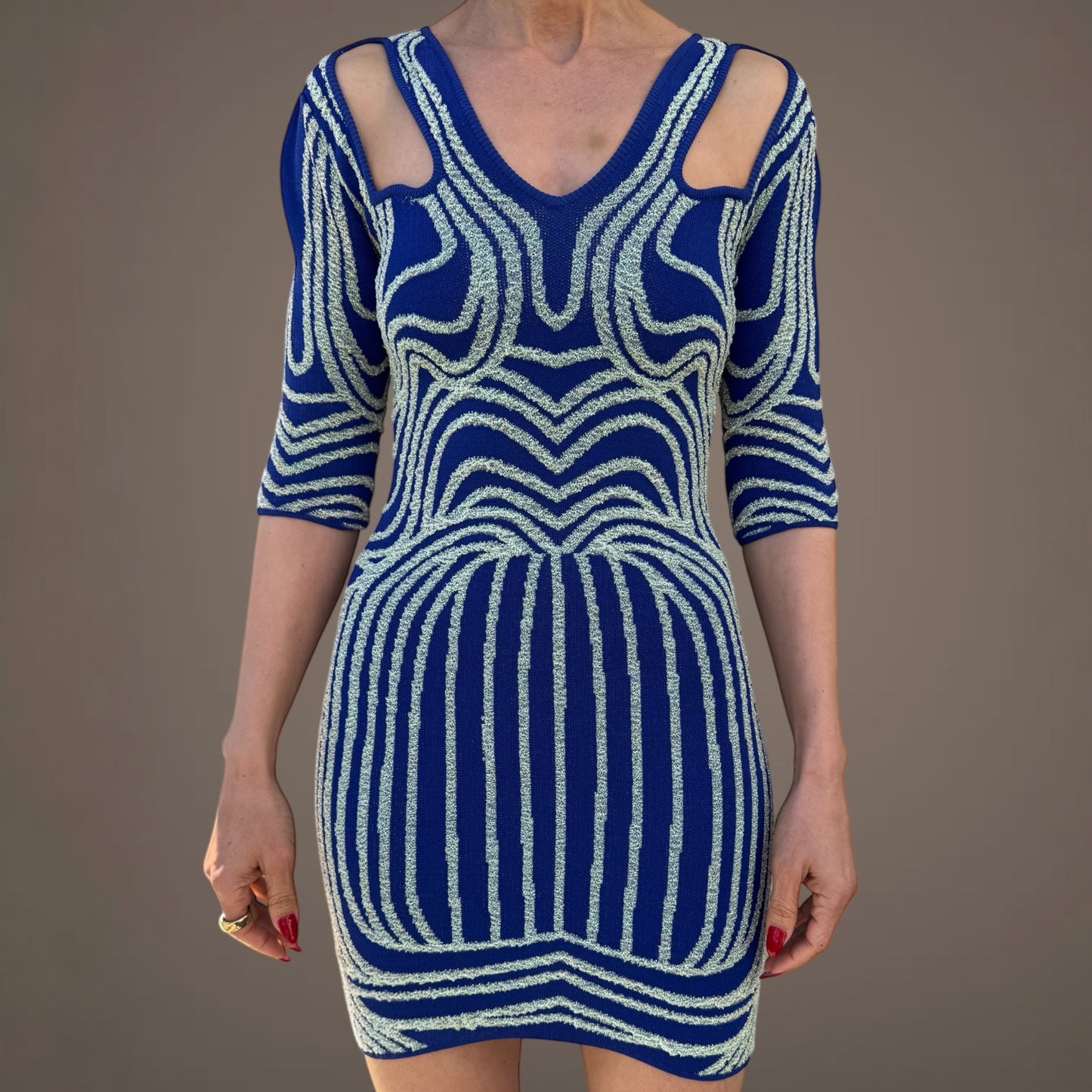 Alice McCall Blue & Silver Textured Mini Dress – AUS 6 / US 2