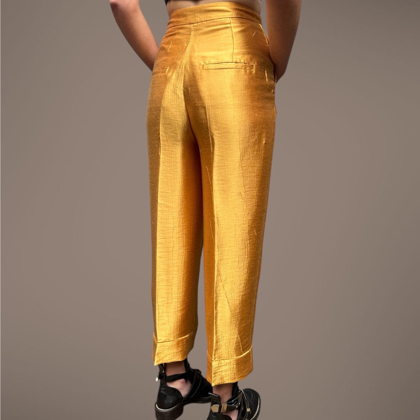 Vintage Gold High-Waisted Pants – Extra Small
