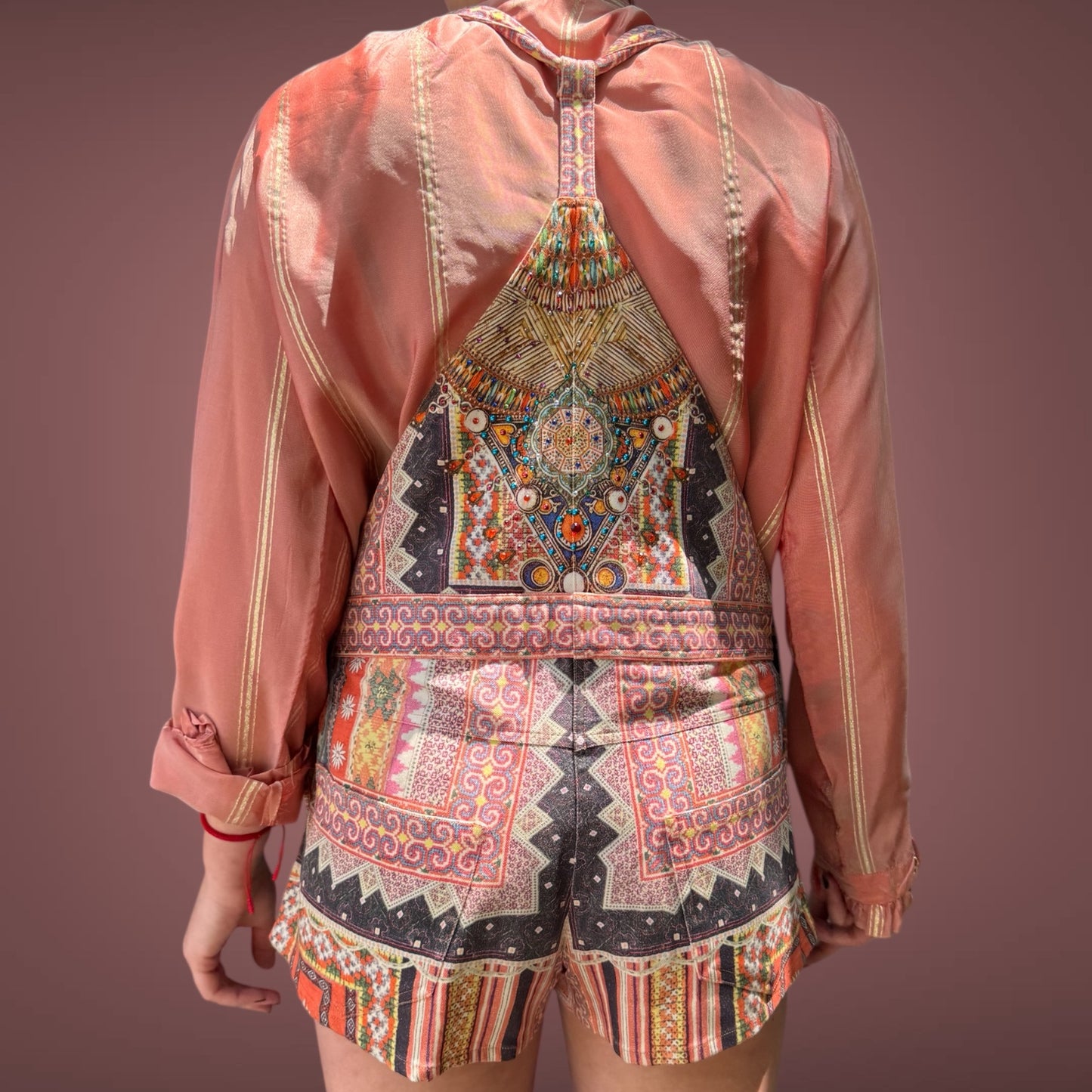 Camilla Embellished Boho Patchwork-Print Playsuit (Size 1 / S)