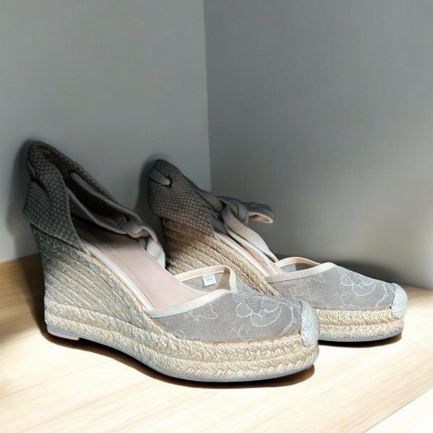 Valentino Lace Espadrille Wedges – Size 39 EU