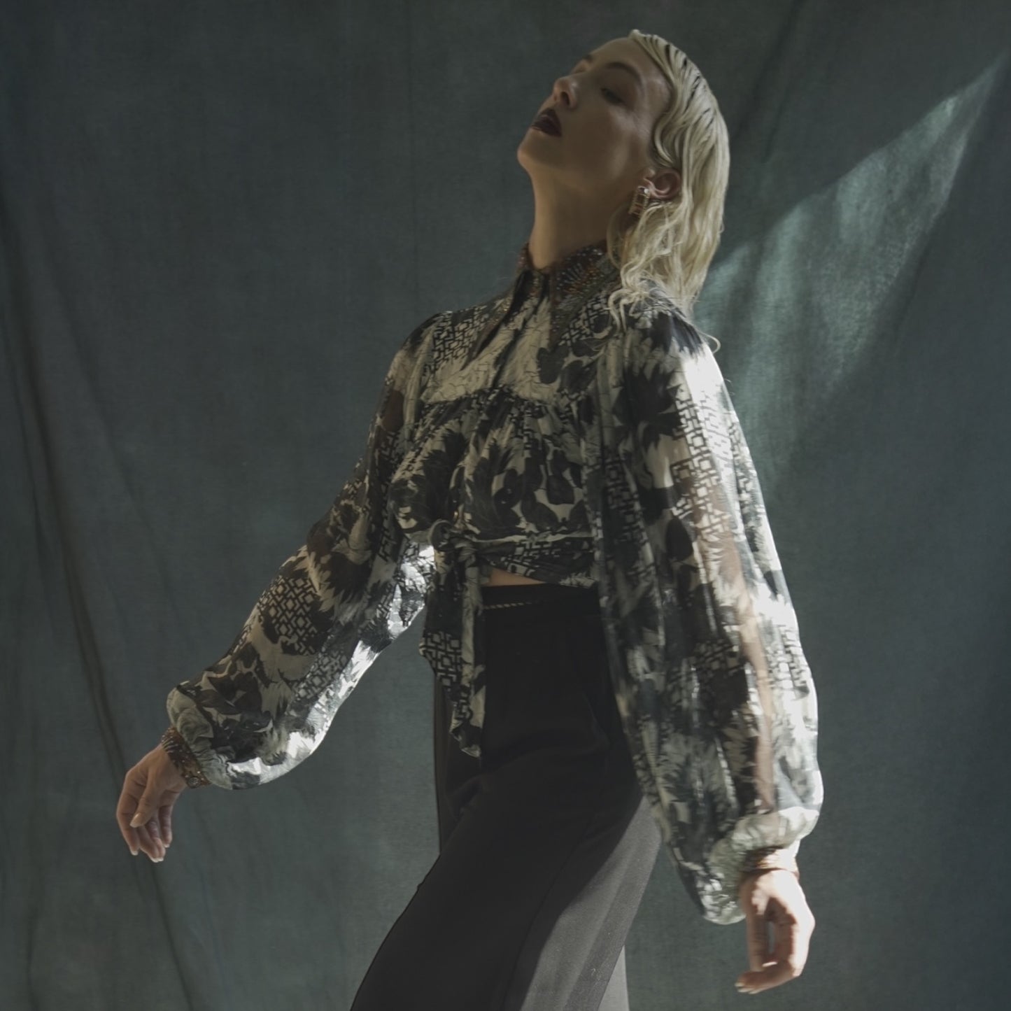 CAMILLA Embellished Sheer Tie-Front Blouse – Size 1 (XS/S)
