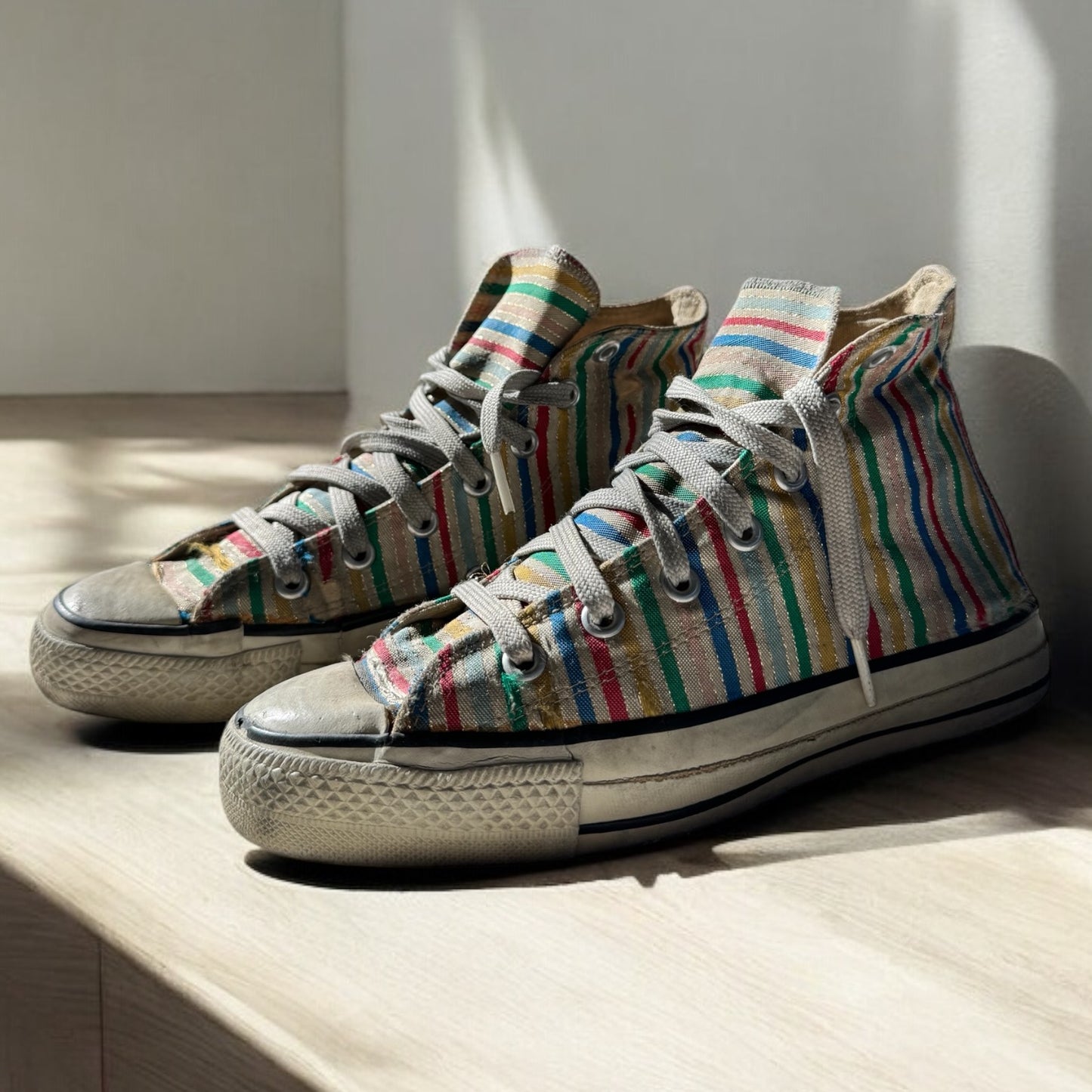 Original 1980s Vintage Converse All Star Metallic Striped High-Tops