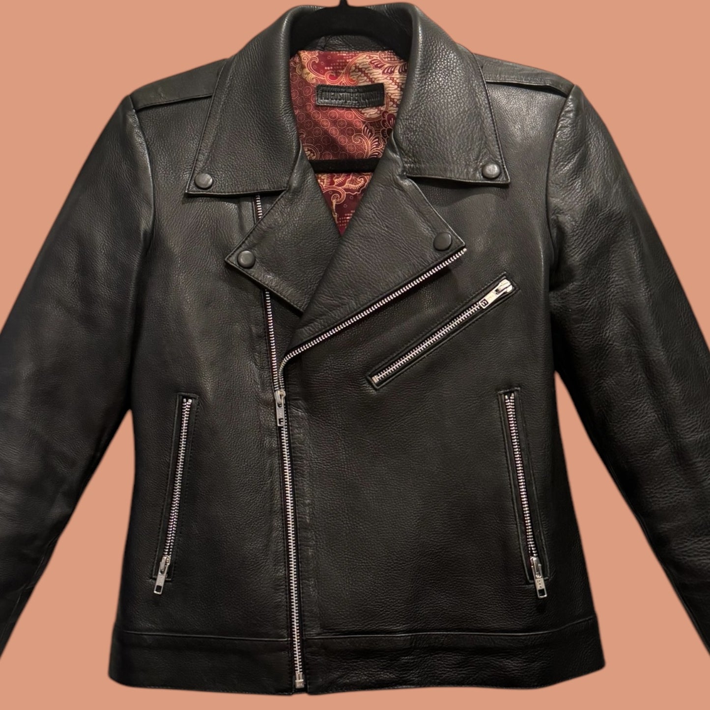 August the Fourth Black Leather Biker Jacket – Size 8, Hardly Worn