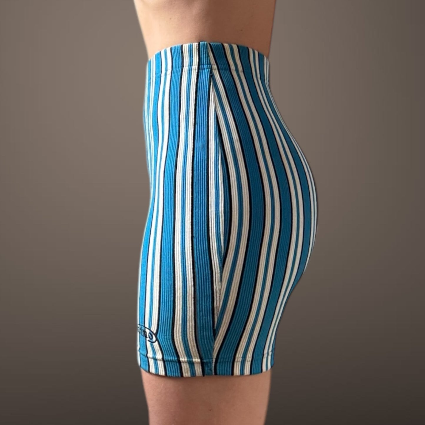 Vintage Mossimo Striped Ribbed Mini Skirt – Blue & White (S)
