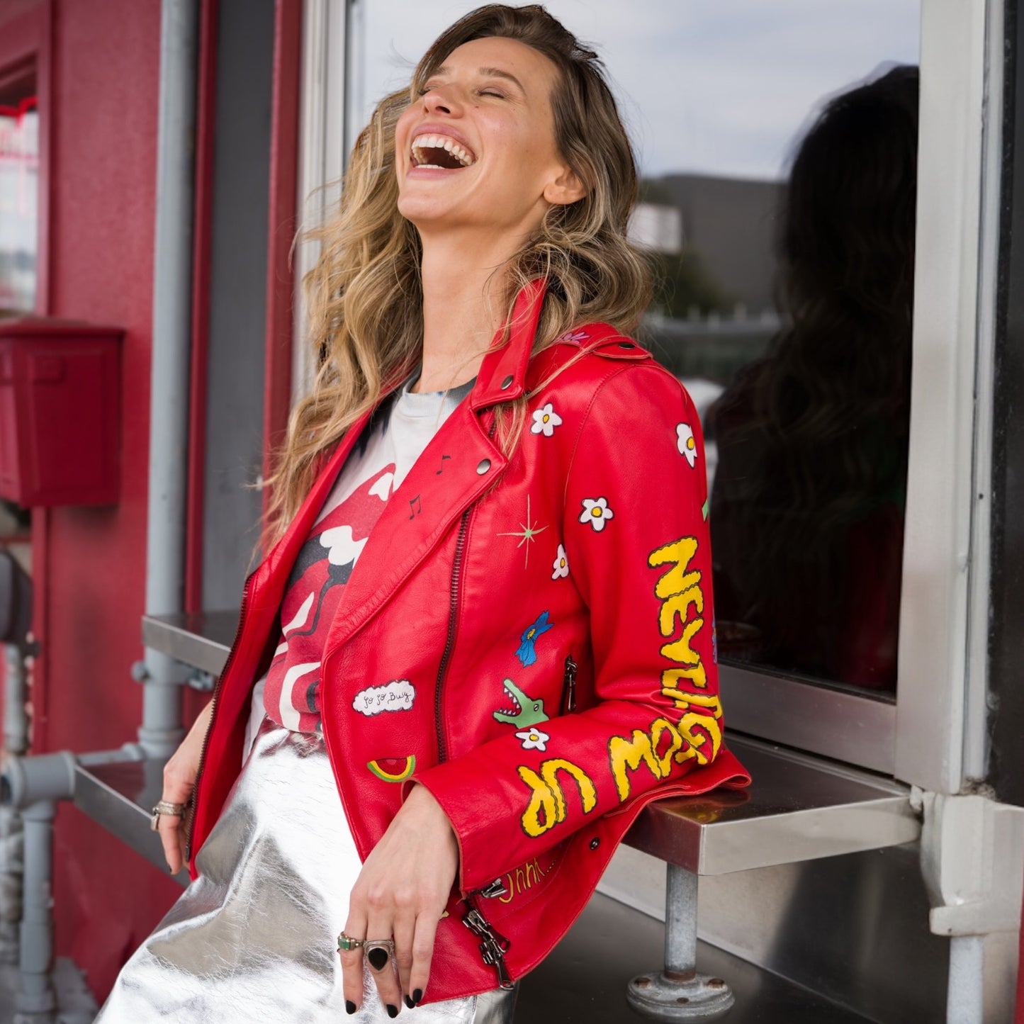 Mira Mikati Hand-Painted Leather Jacket – Size 38 EU