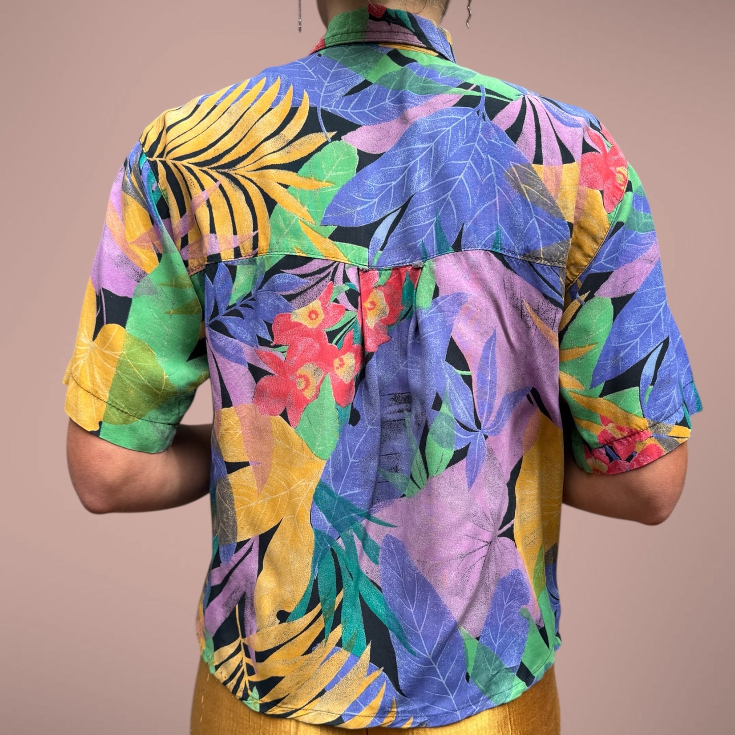 Vintage Tropical Print Hawaiian Shirt – Size M