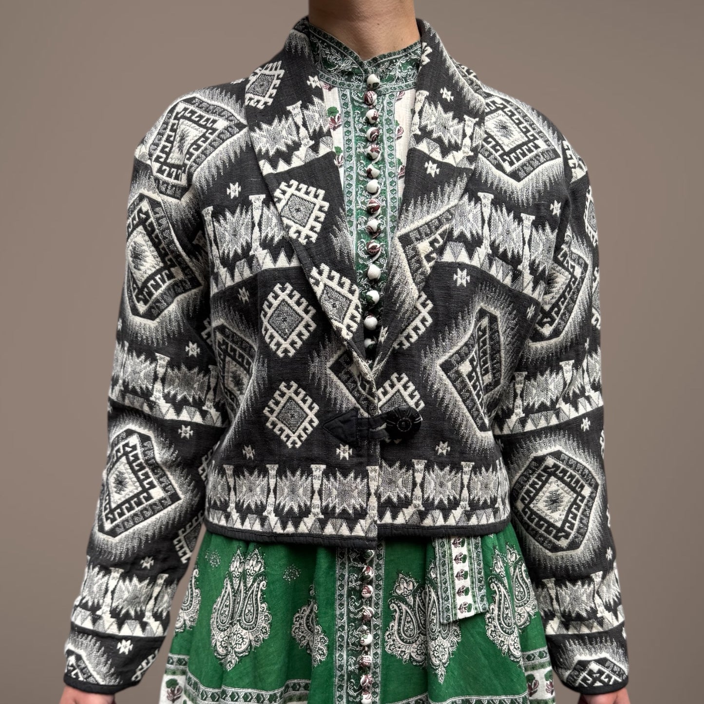 Vintage Flashback Woven Cotton Jacket – Size M