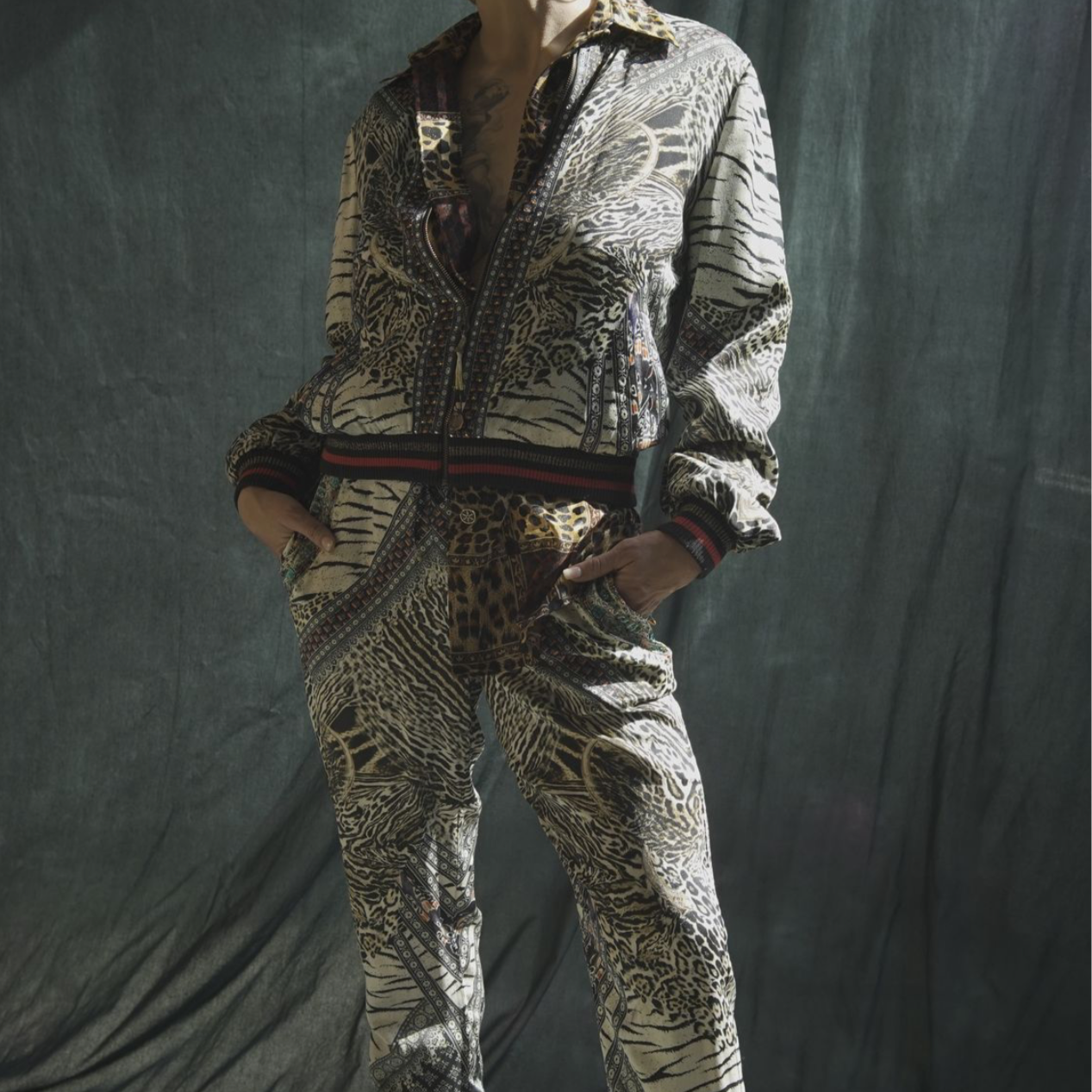 Camilla Animal Print Embellished Bomber & Jogger Set