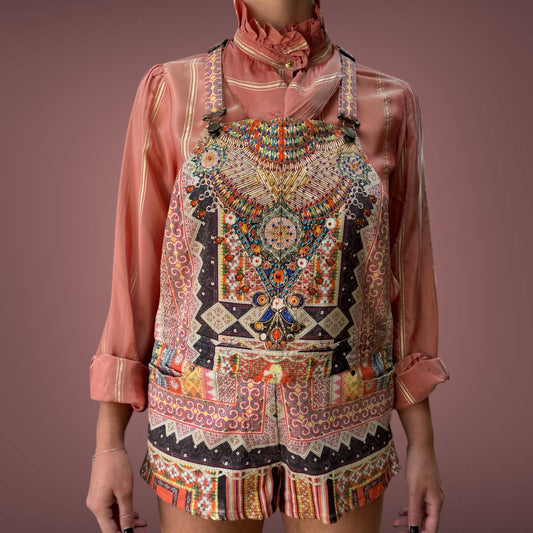 Camilla Embellished Boho Patchwork-Print Playsuit (Size 1 / S)