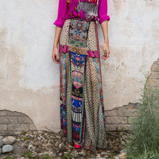 “Camilla Silk Skirt with Jewel Embellishments – XS”