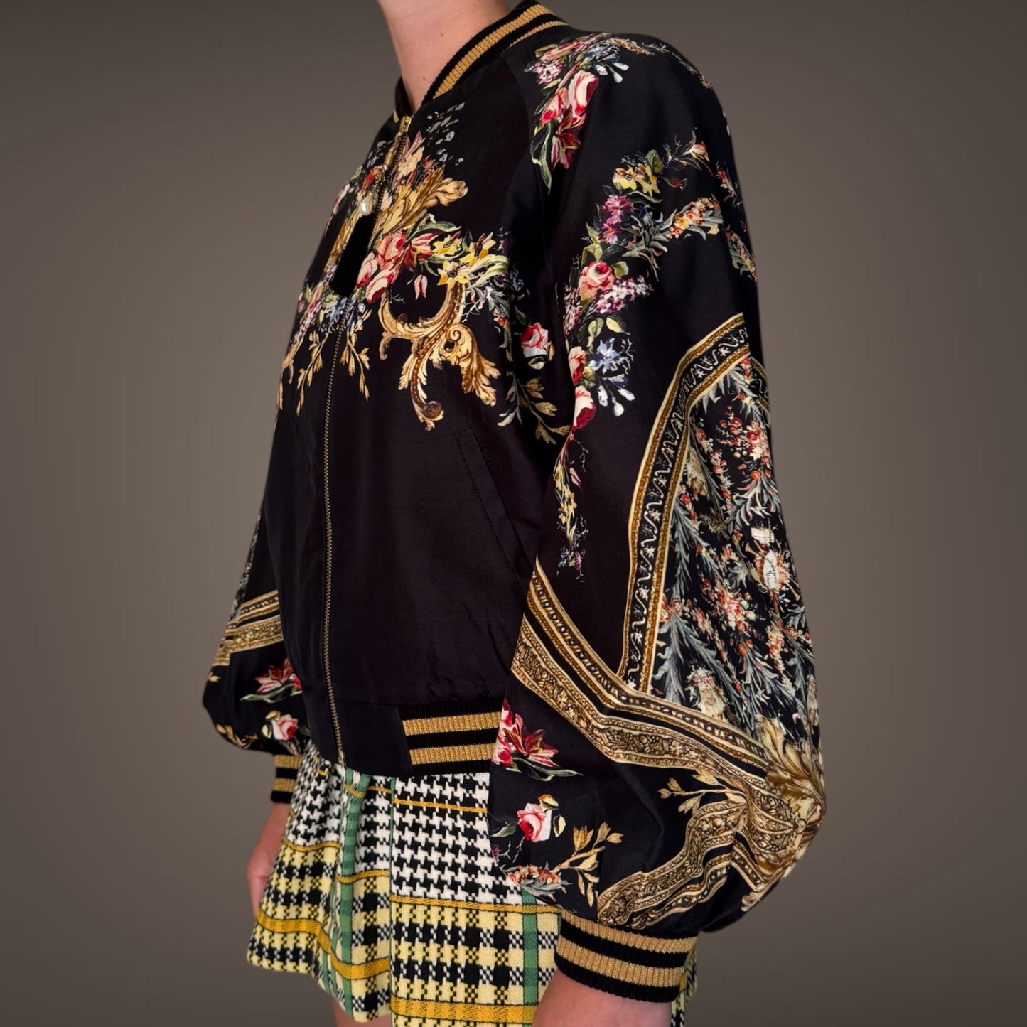 Camilla “Made With Love” Silk Embroidered Bomber Jacket (Size S)