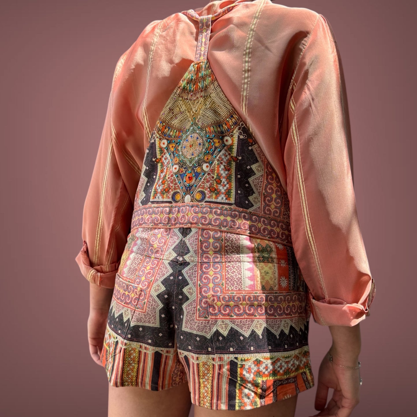Camilla Embellished Boho Patchwork-Print Playsuit (Size 1 / S)
