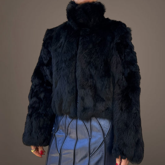 Adrienne Landau Black Fur Jacket – Size S