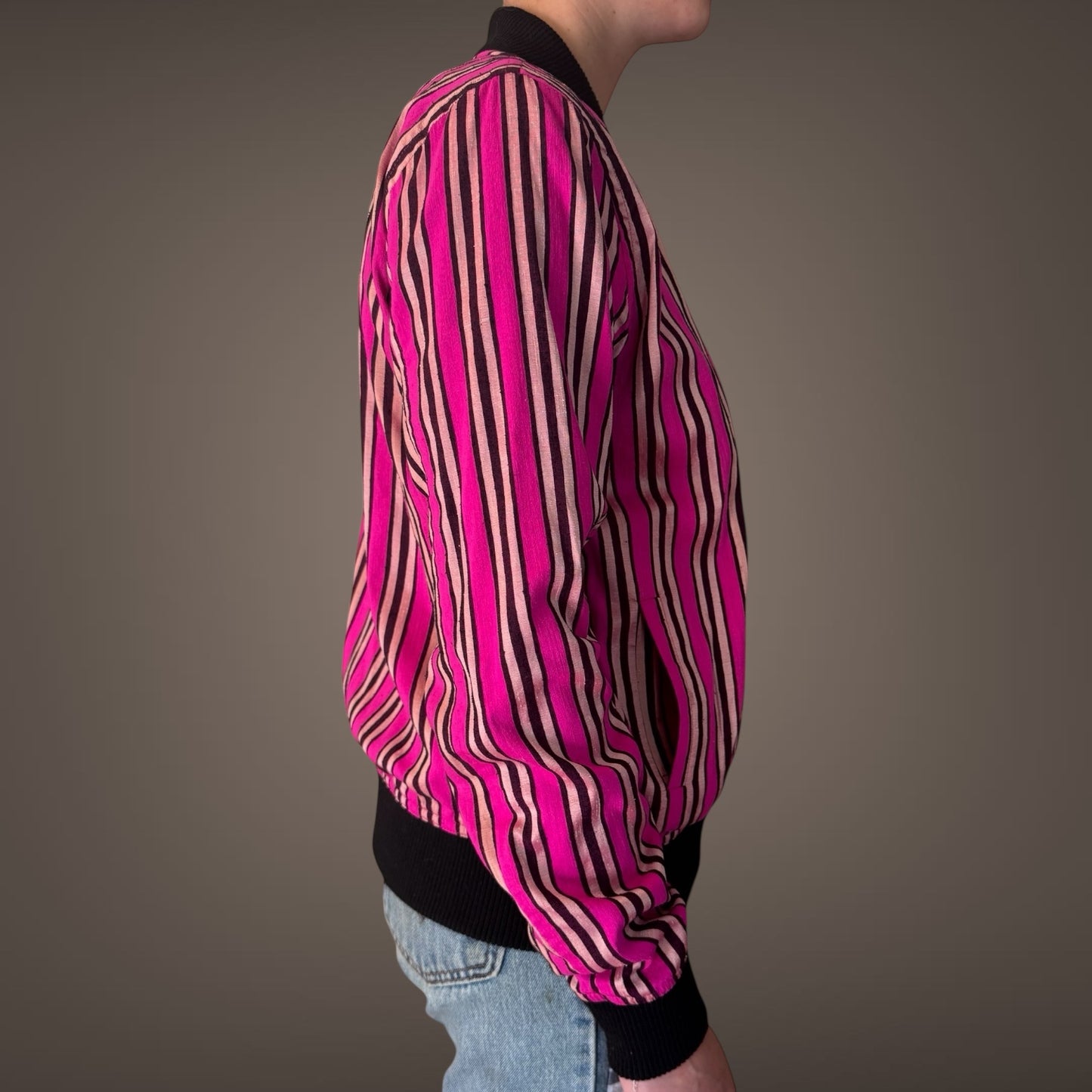 Philip Ayler One-of-a-Kind Striped Raw Silk Bomber (Unisex)