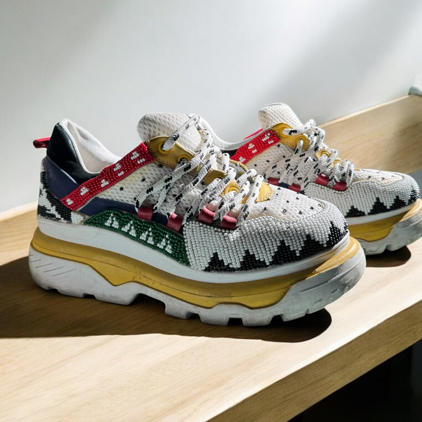 Hand-Beaded Farm Rio Sneakers - Size 38