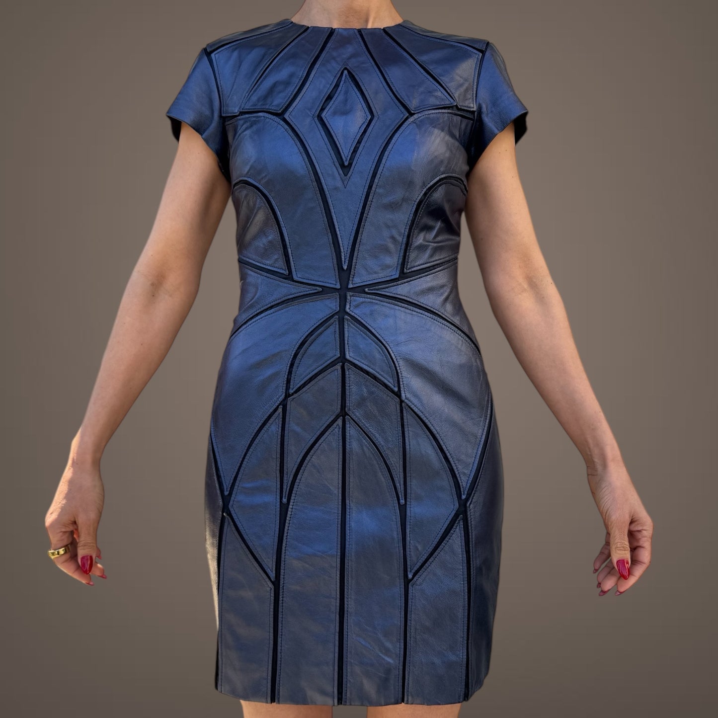 Catherine Deane Blue Leather Dress – UK 8 / US 4