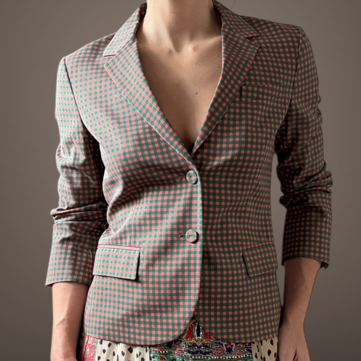 Prada Vintage Gingham Check Blazer – Size 44