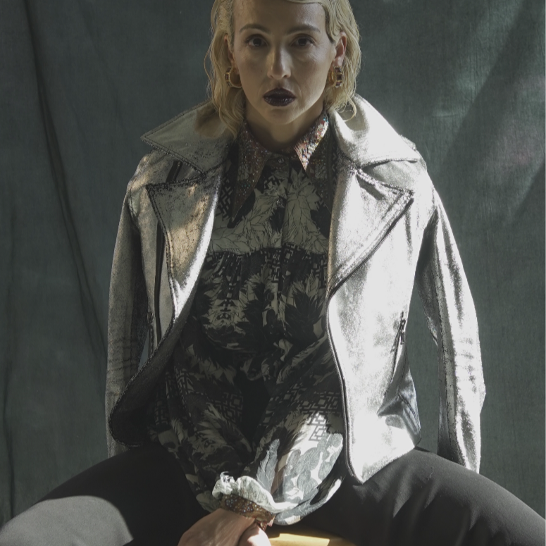 RTA Silver Metallic Leather Jacket - Size 38 - Hardly Worn, Excellent Condition