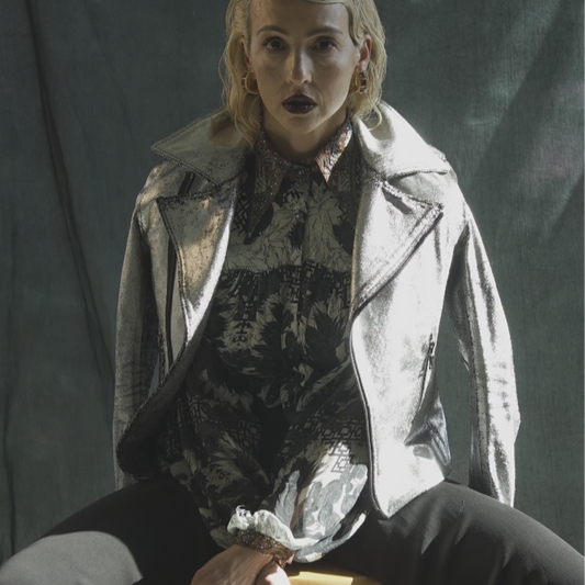 RTA Silver Metallic Leather Jacket - Size 38 - Hardly Worn, Excellent Condition