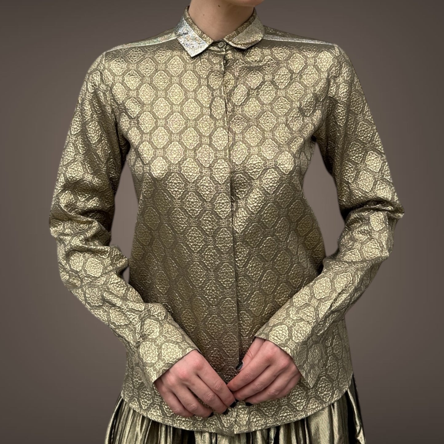 Stella McCartney Gold Brocade Button-Up Shirt