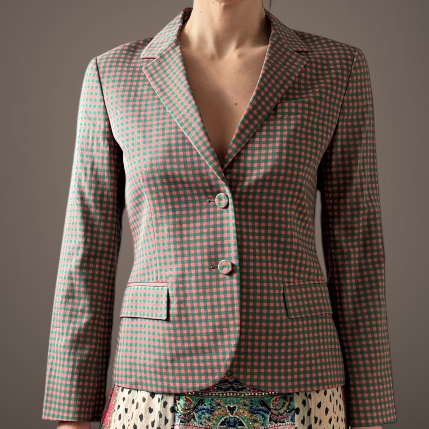 Prada Vintage Gingham Check Blazer – Size 44