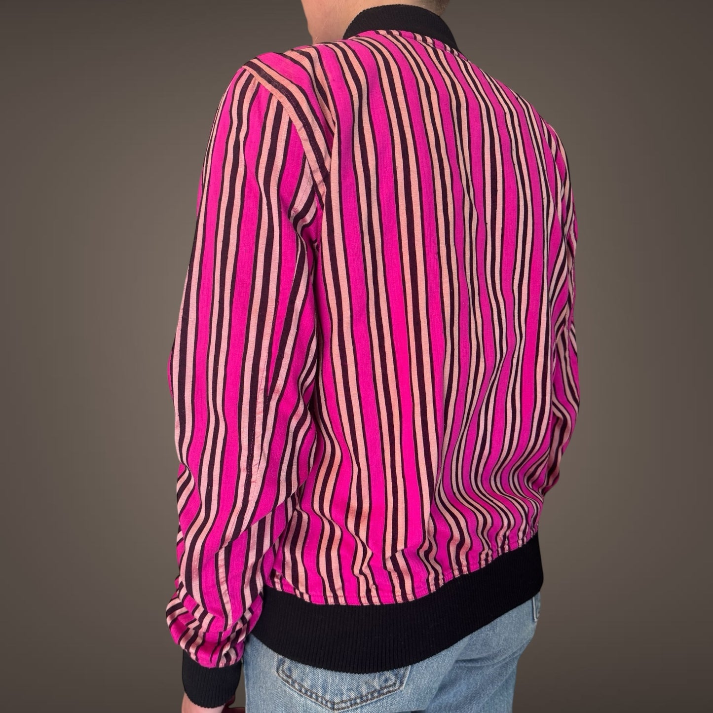 Philip Ayler One-of-a-Kind Striped Raw Silk Bomber (Unisex)