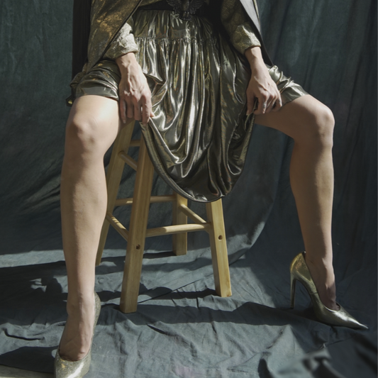 Outlander Vintage Metallic Gold Midi Skirt
