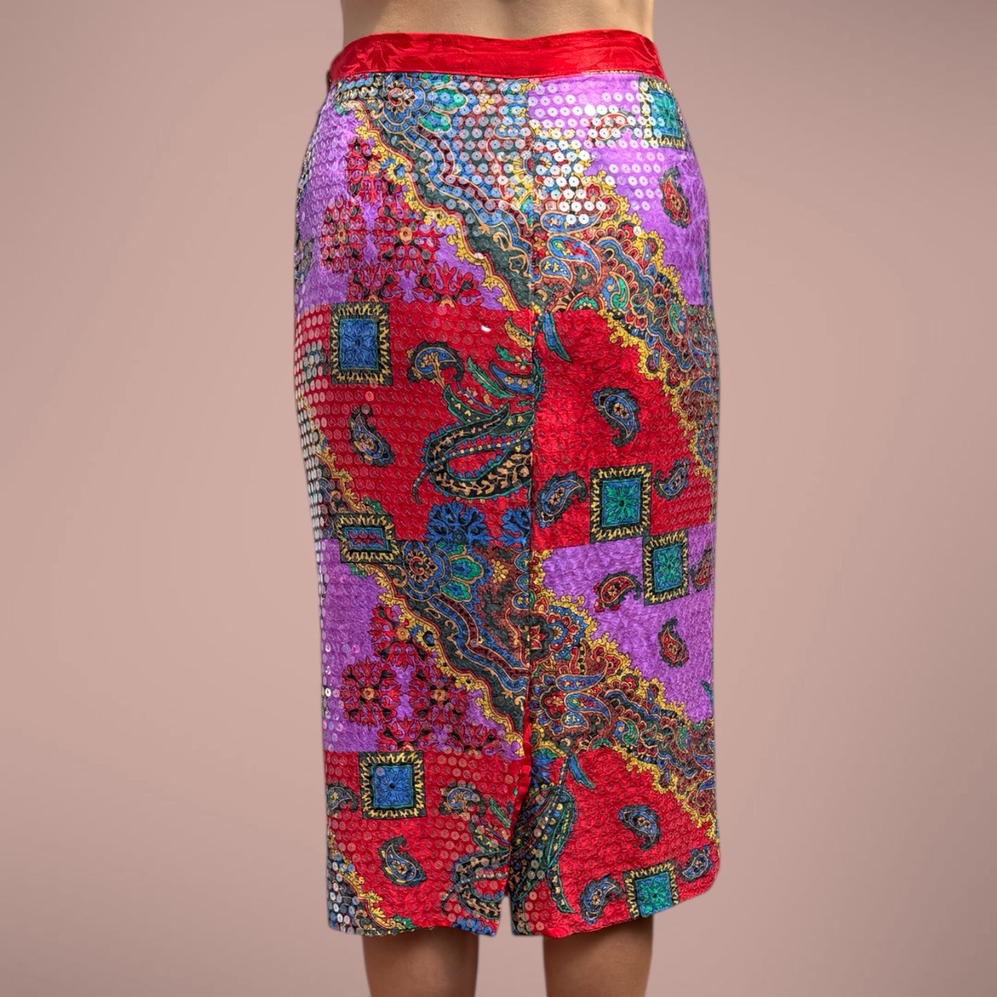 Vintage Anne Crimmins Silk Sequin Skirt – Tailored to 24” Waist