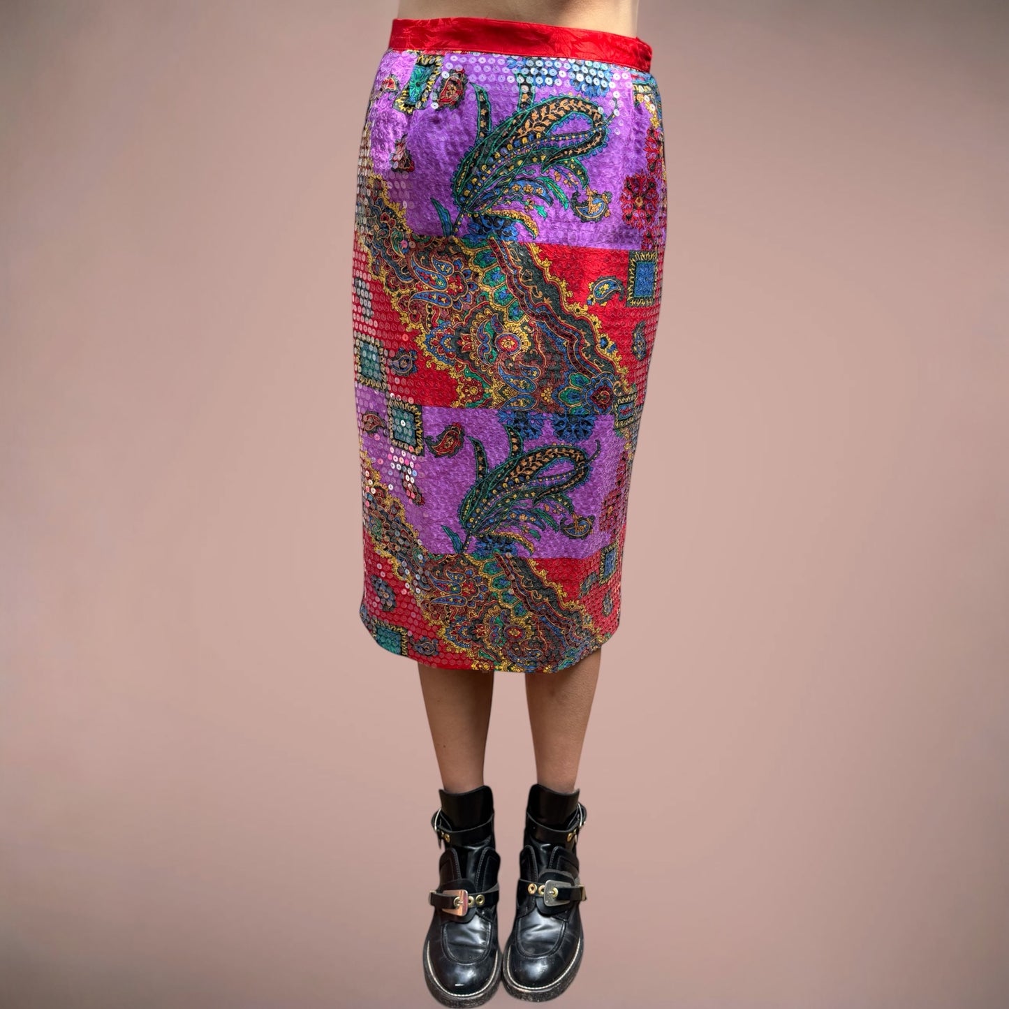 Vintage Anne Crimmins Silk Sequin Skirt – Tailored to 24” Waist