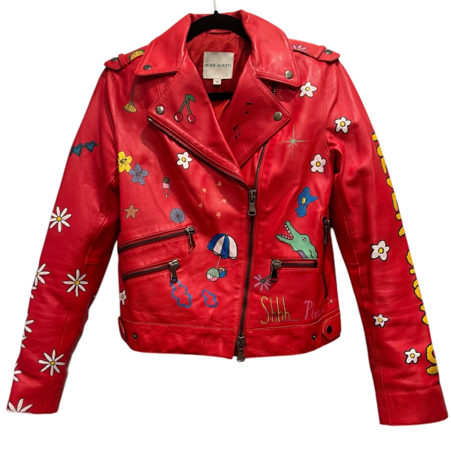 Mira Mikati Hand-Painted Leather Jacket – Size 38 EU