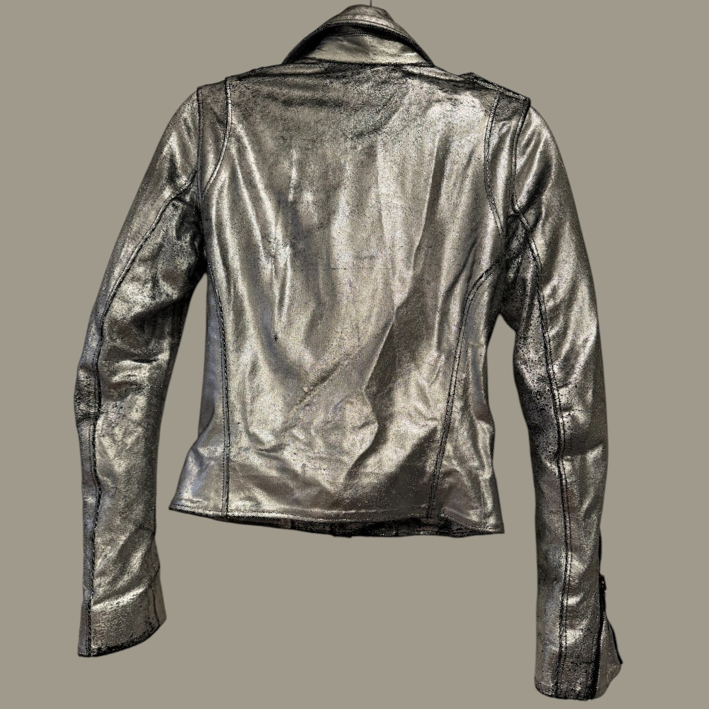 RTA Silver Metallic Leather Jacket - Size 38 - Hardly Worn, Excellent Condition
