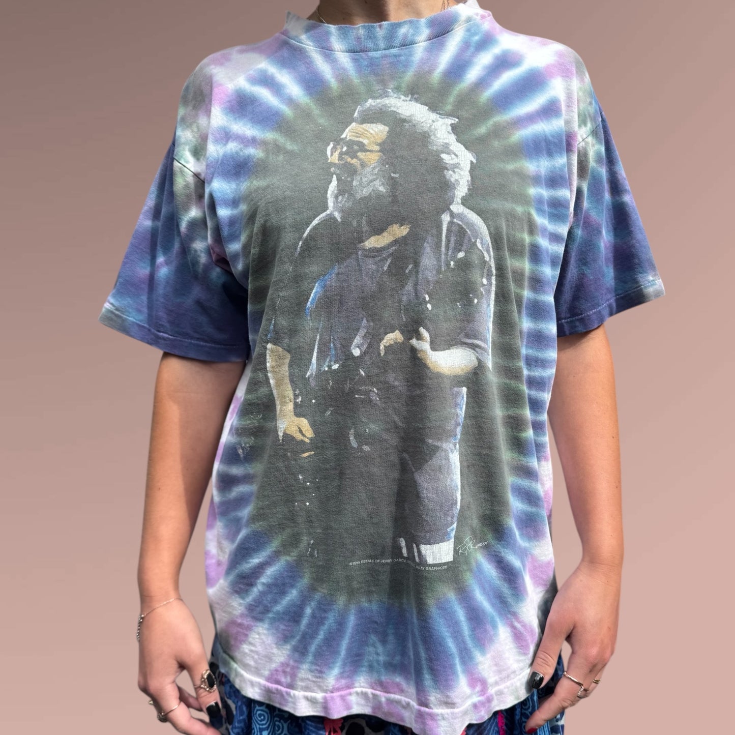 Jerry Garcia Vintage Tie-Dye Tee – 1996 Not Fade Away Graphics