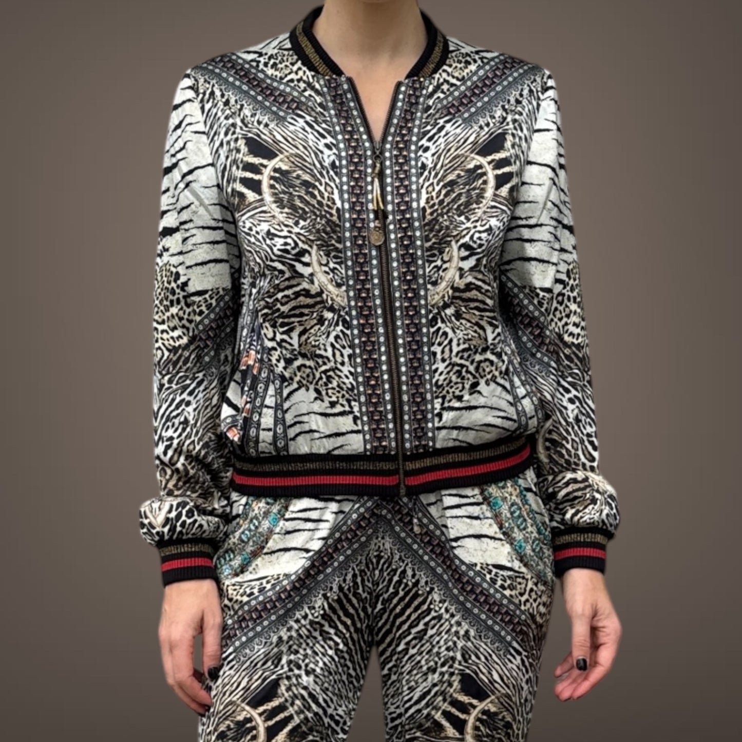 Camilla Animal Print Embellished Bomber & Jogger Set