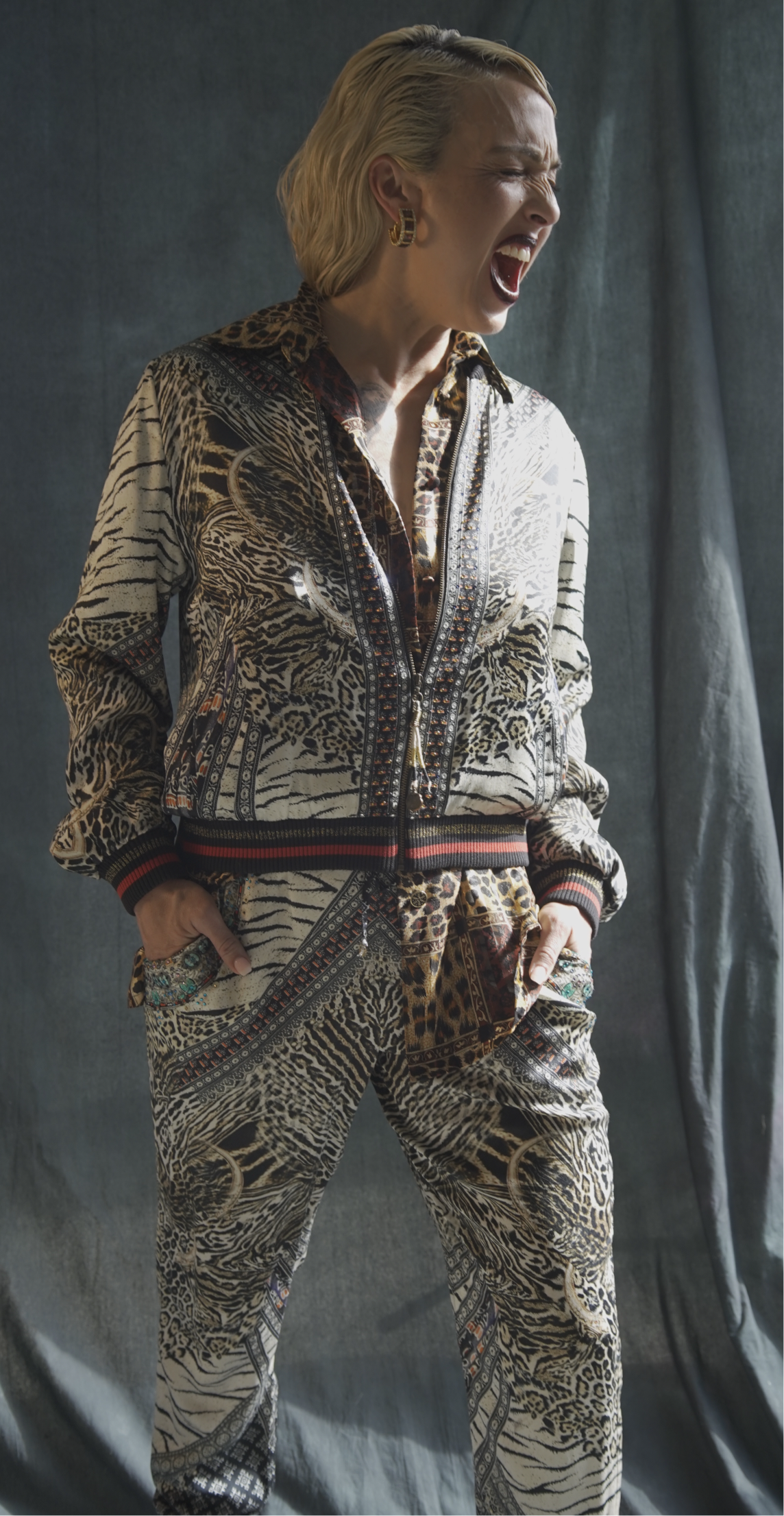 Camilla Animal Print Embellished Bomber & Jogger Set