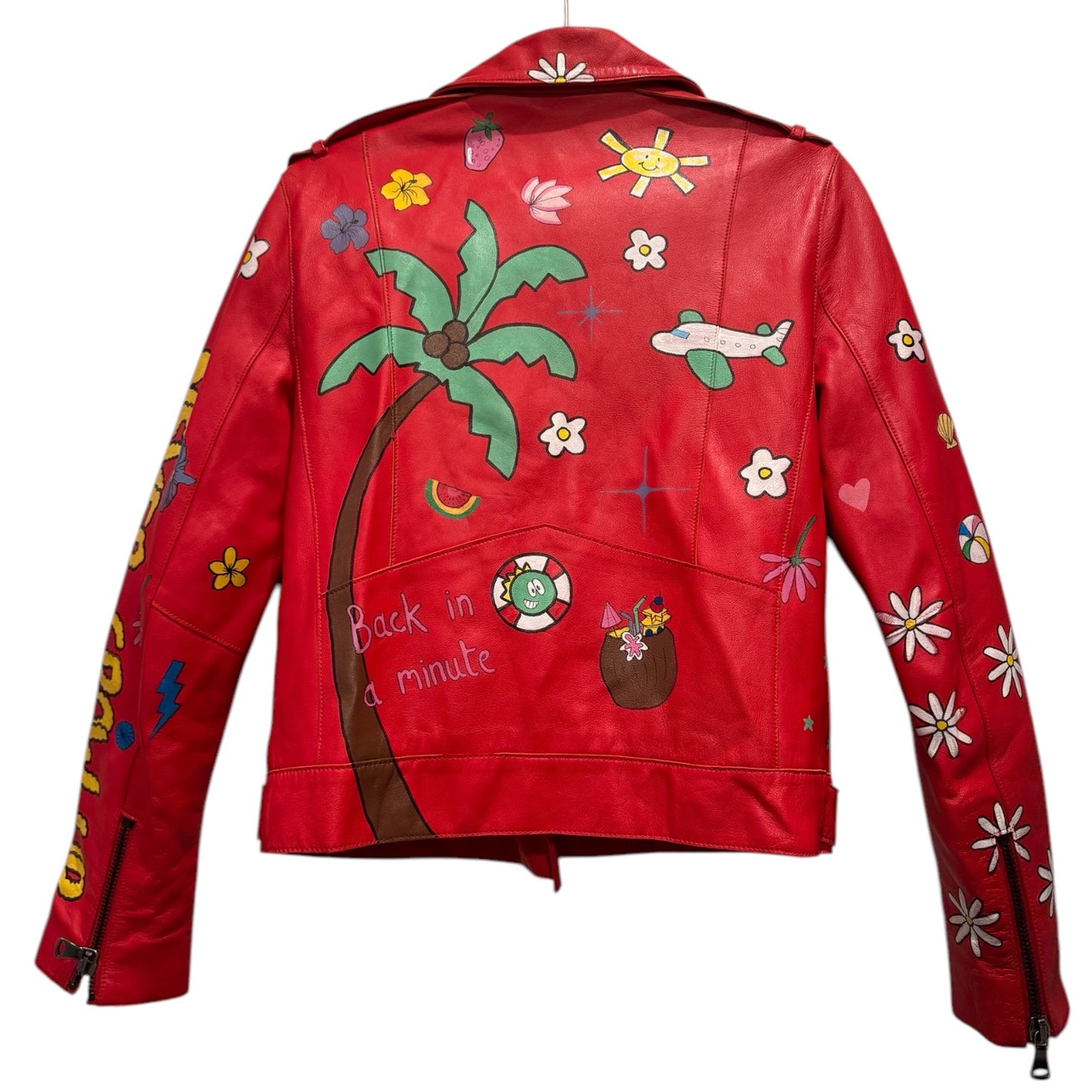 Mira Mikati Hand-Painted Leather Jacket – Size 38 EU