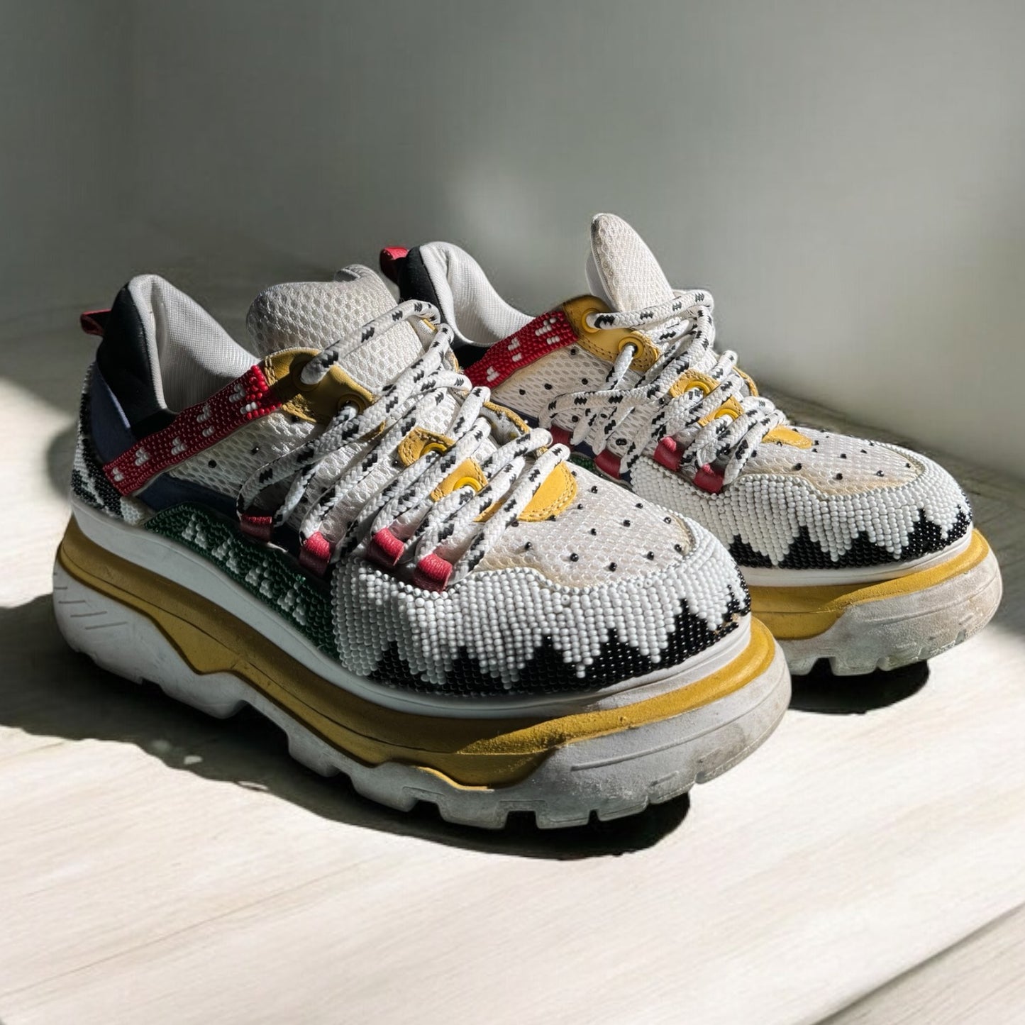 Hand-Beaded Farm Rio Sneakers - Size 38