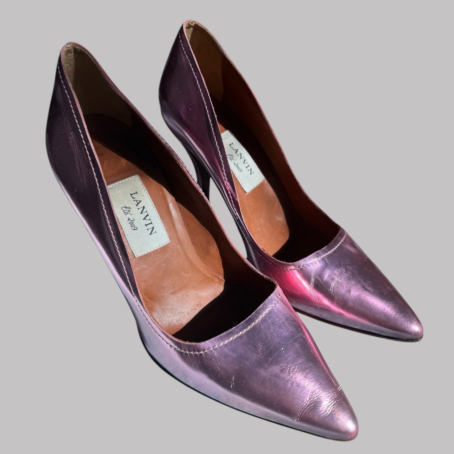 Lanvin Metallic Pink Leather Heels – Size 38.5 EU