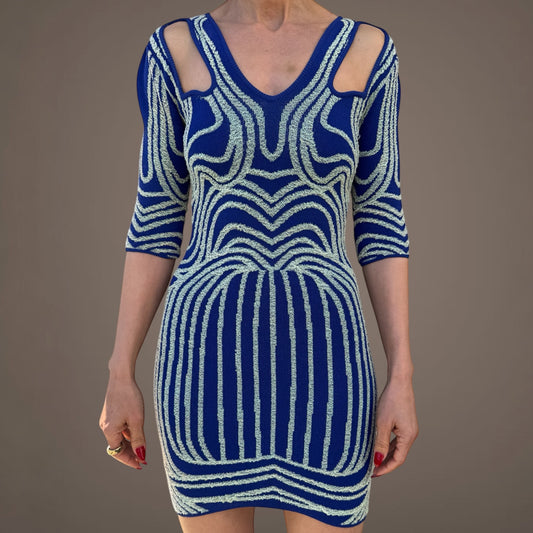Alice McCall Blue & Silver Textured Mini Dress – AUS 6 / US 2