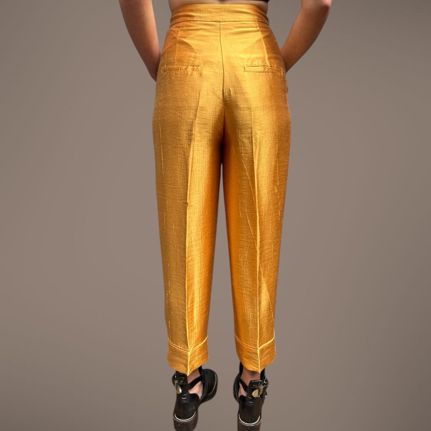 Vintage Gold High-Waisted Pants – Extra Small