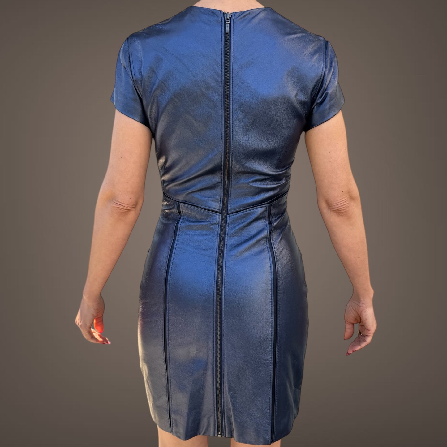 Catherine Deane Blue Leather Dress – UK 8 / US 4