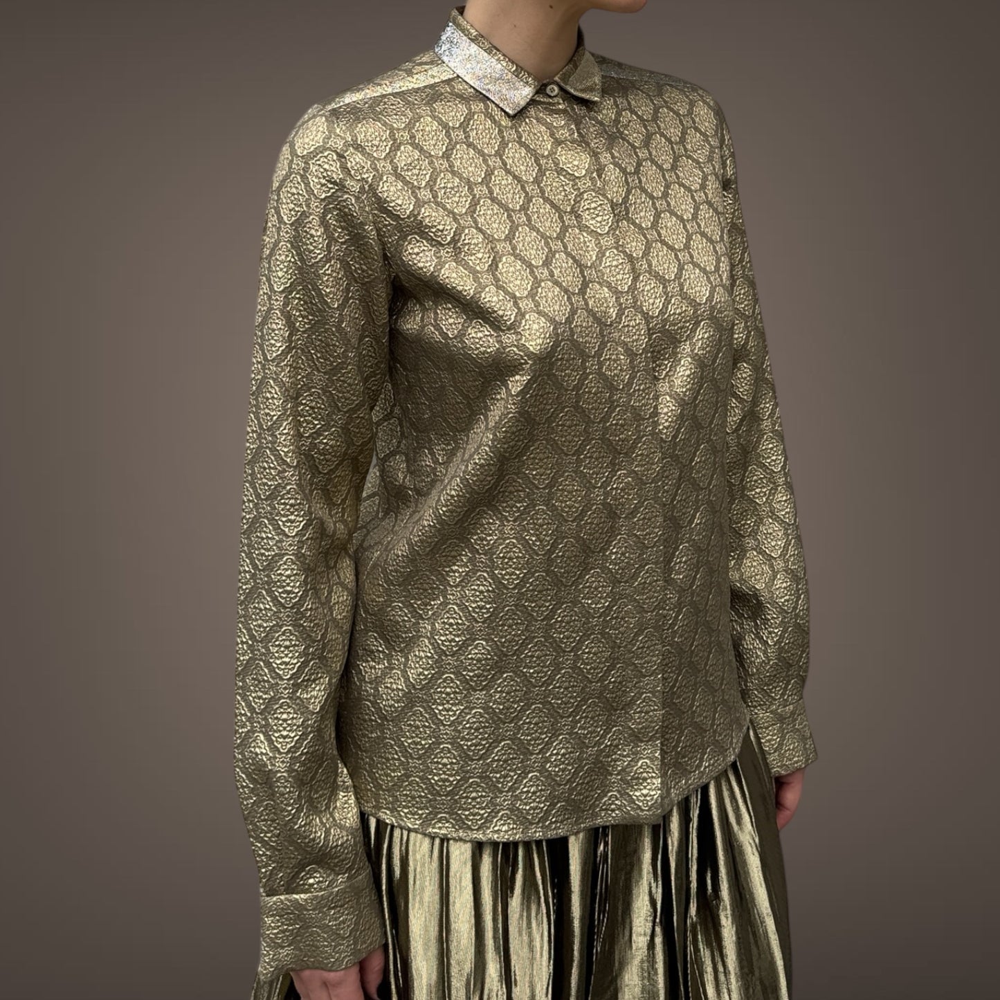 Stella McCartney Gold Brocade Button-Up Shirt