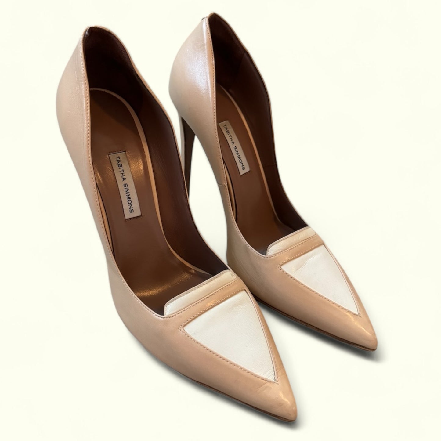 Tabitha Simmons Nude and White LeatherPumps - US Size 8