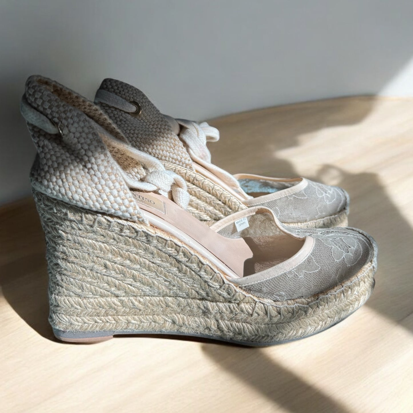 Valentino Lace Espadrille Wedges – Size 39 EU
